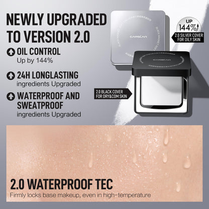 CARSLAN 2.0 Black Magnet Powder - Translucent Setting Powder for Oily Skin, 24H Oil Control, Waterproof & Talc-Free