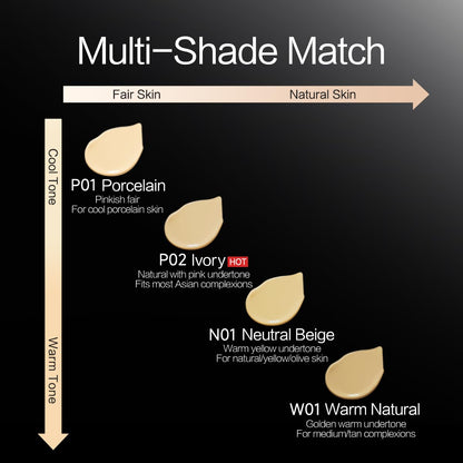 CARSLAN Black Magnet Liquid Foundation – 24H Matte Finish, Waterproof, Buildable Coverage | W01 Warm Beige | 30ml