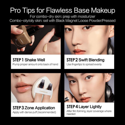 CARSLAN Black Magnet Liquid Foundation – 24H Matte, Waterproof, Buildable Coverage (30ml) – P01 Fair