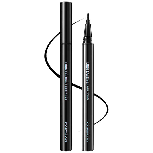 CARSLAN Liquid Eyeliner – Black, 0.1mm Felt Tip, 12H Waterproof & Smudgeproof (2 Count)