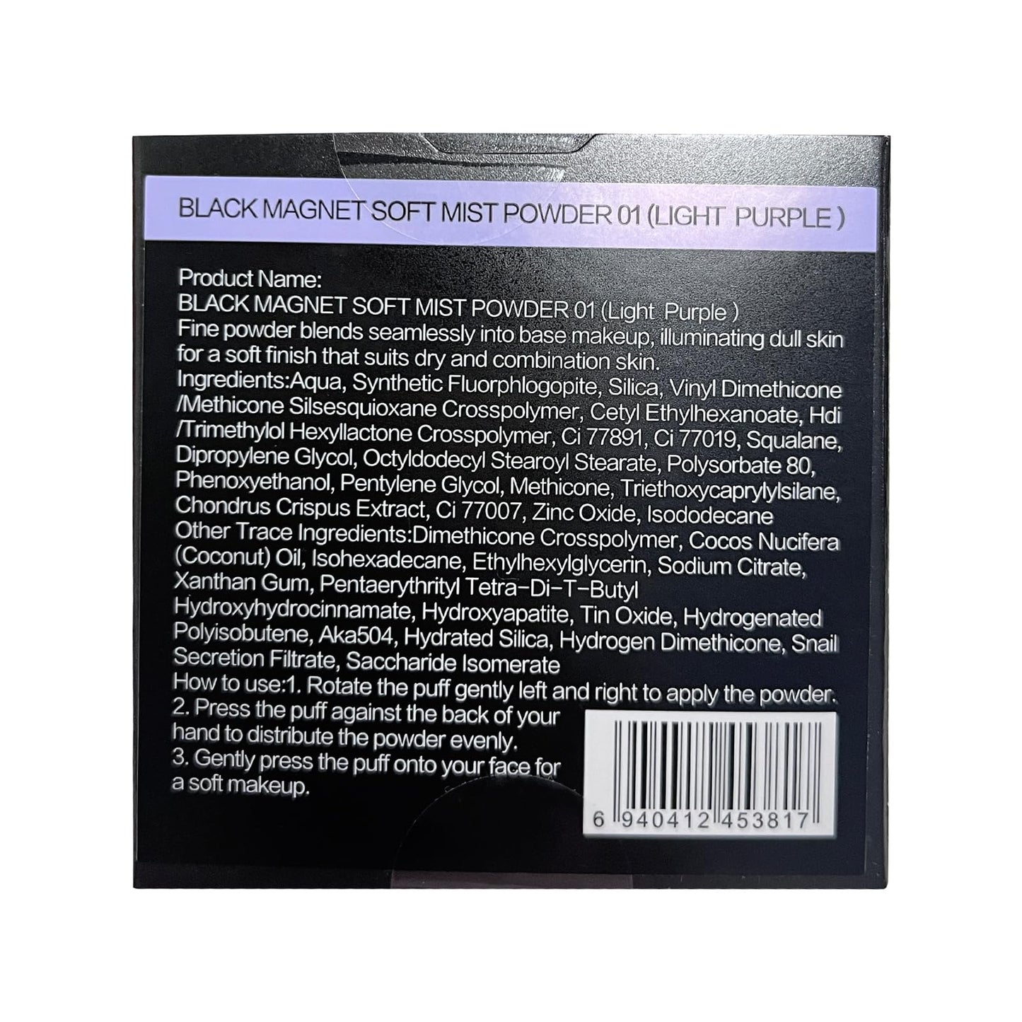 CARSLAN Waterproof Face Pressed Powder Compact | 24H Oil Control, Translucent Matte 03 Light Purple
