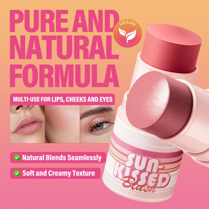 CARSLAN Sun Kissed Blush & Bronzer Stick – Long-Lasting Matte Cream for Cheeks, Lips & Eyes, Shade 03 Night, 0.21 oz
