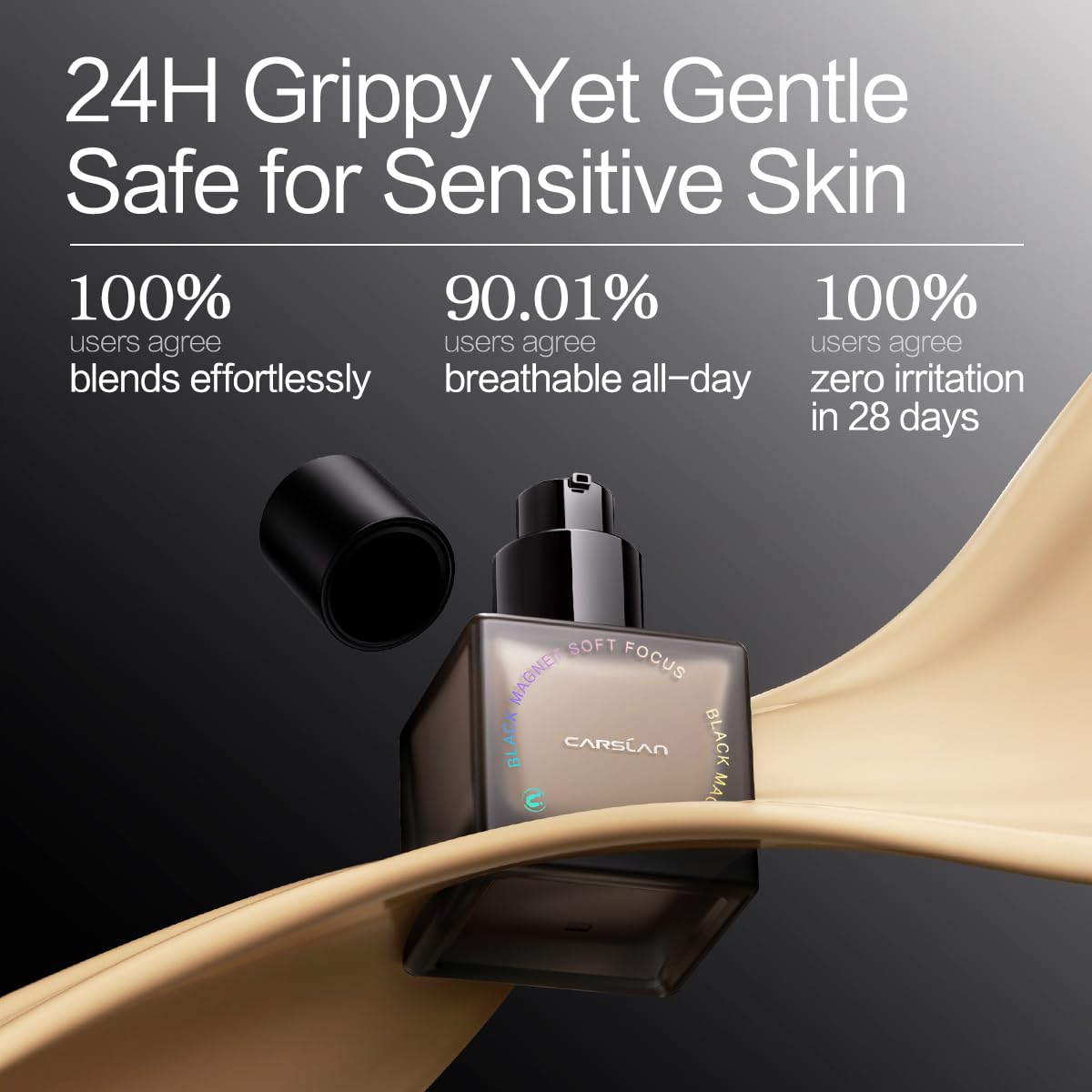 CARSLAN Black Magnet Liquid Foundation – 24H Matte, Waterproof, Buildable Coverage (30ml)
