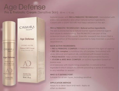 Casmara Age Defense Pro & Prebiotic Cream 50 ml | Balanced Skin, Probiotic Formula