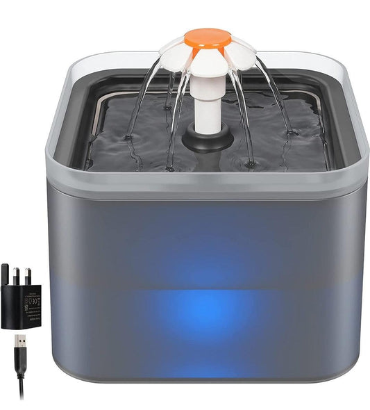 Cat Water Fountain with LED Light and Activated Carbon Filter, 2L