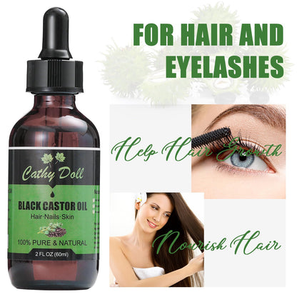 Cathy Doll Jamaican Black Castor Oil – 100% Pure Cold-Pressed Oil for Hair, Lashes & Brows | 2 oz