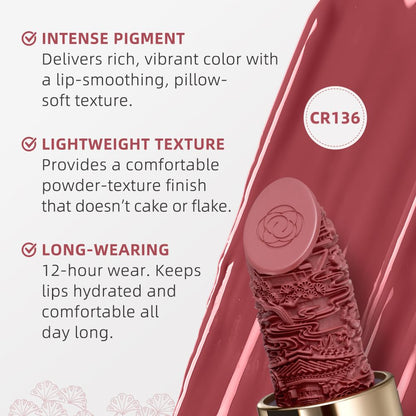 Catkin Moist Lipstick – Hydrating, High-Impact Rose Glow (136)