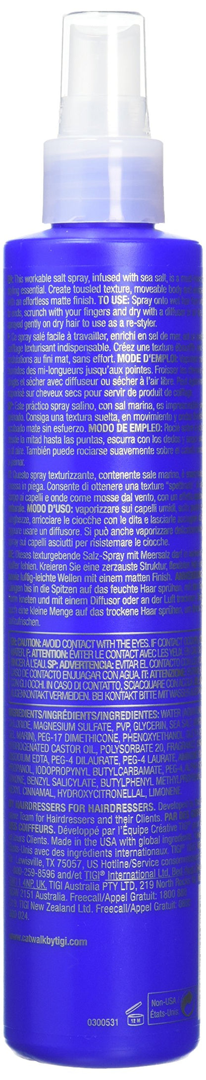 TIGI CATWALK Texturising Salt Spray 270 ml – Beachy Texture, Movable Waves & Matte Finish
