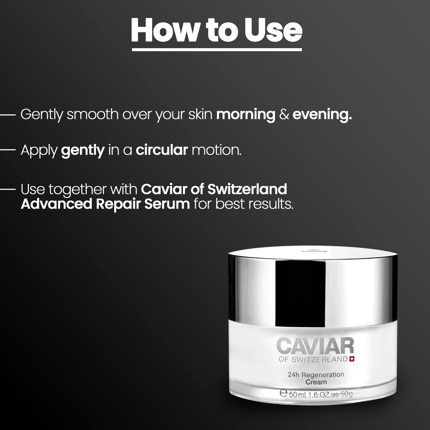 Caviar Face Moisturizer Regenerate Cream – Anti-Aging with Hyaluronic Acid & Resveratrol | 1.6 oz | Caviar of Switzerland