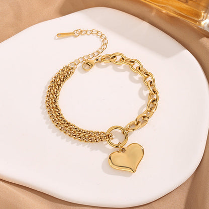 Double Layer Peach Heart Bracelet