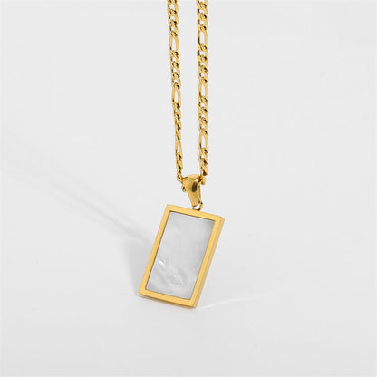 Retro Square Shell Tag Necklace for Women