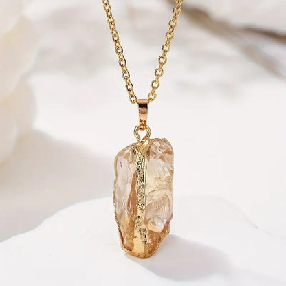 Stone Irregular Crystal Pendant Necklace