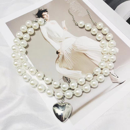 Peach Heart Pearl Necklace
