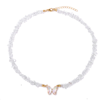 Simple and Versatile Butterfly Natural Stone Necklaces