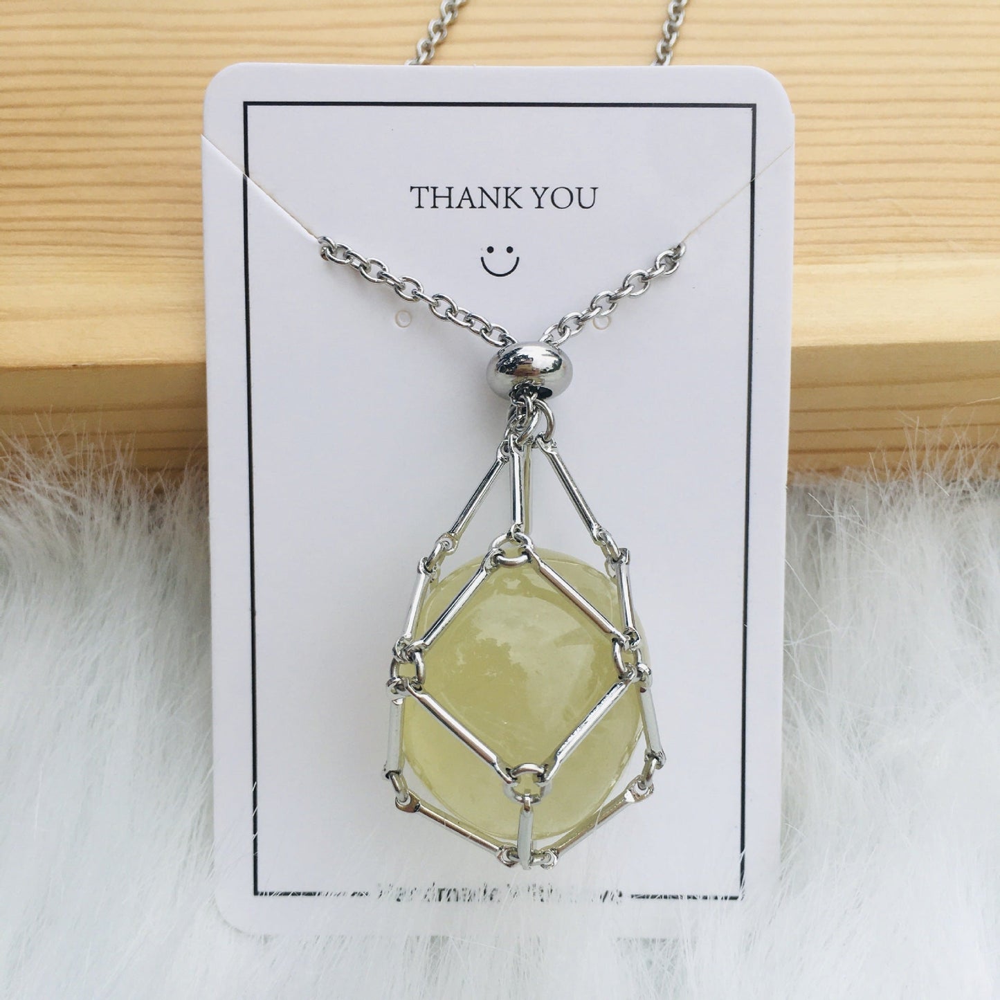 Handmade Natural Crystal Mesh Bamboo Necklace