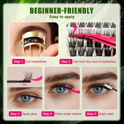 CCODDY Lash Clusters Kit 432 Pcs – D Curl Biodegradable Lashes for DIY Home Extensions