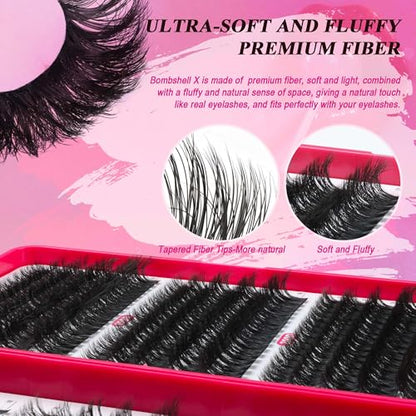 CCODDY Bombshell Plus 570Pcs Fluffy Lash Clusters – 200D Volume, D-Curl, DIY Home Lash Extensions (10–18mm)