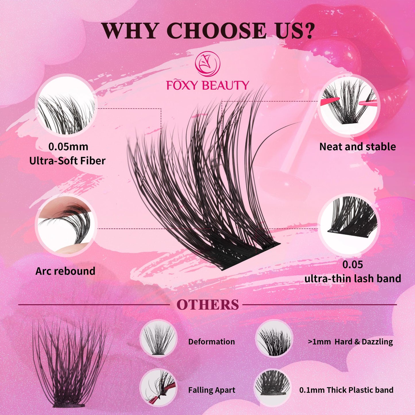 CCODDY Bombshell Plus 570Pcs Fluffy Lash Clusters – 200D Volume, D-Curl, DIY Home Lash Extensions (10–18mm)