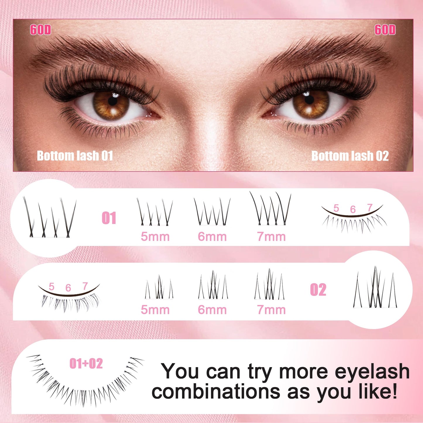 CCODDY Lash Clusters 9-16mm + 5-7mm Bottom Lashes DIY Kit | D Curl 30D-60D