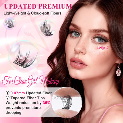 CCODDY Lash Clusters Kit 536PCS – Wispy Natural D-Curl Lashes for DIY At-Home Extensions