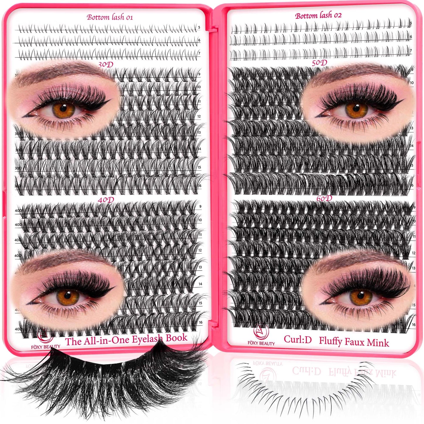 CCODDY Lash Clusters 9-16mm + 5-7mm Bottom Lashes DIY Kit | D Curl 30D-60D
