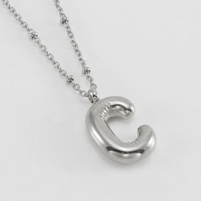 Bubble Letter Pendant Necklace A-Z