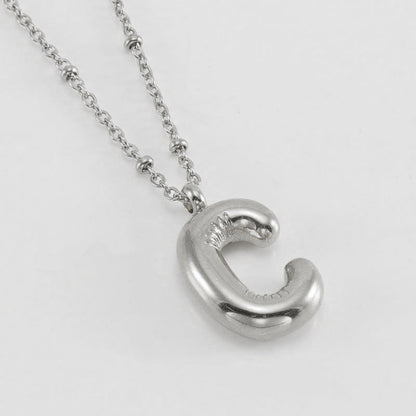 Bubble Letter Pendant Necklace A-Z
