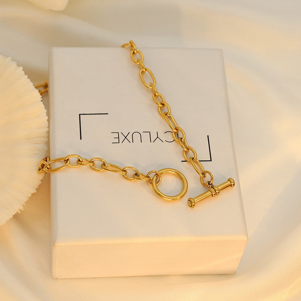 Gold Geometric Stainless Steel OT Chain Necklace