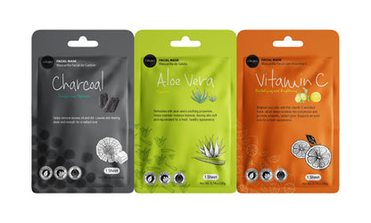 Celavi Essence Facial Sheet Mask Variety Set – 36 Sheets, 3 Packs | Authentic Korean Skincare