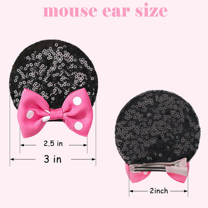 CellElection Mouse Ears Clips – 8-Piece Sequin Mice Ears for Girls