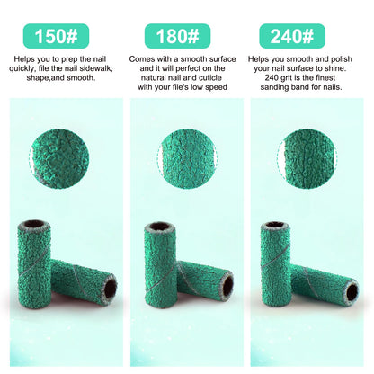 Cellentool 200 Pcs Small Sanding Bands with 3.1mm Mandrel Bit — 150/180/240 Grits for Acrylic & Gel Manicures