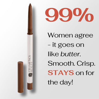 CELLMETICS Long-Wear Cream Eyeliner for Mature Women – Warm Brown (1) – Water-Resistant, Retractable, Smudge-Proof Pencil