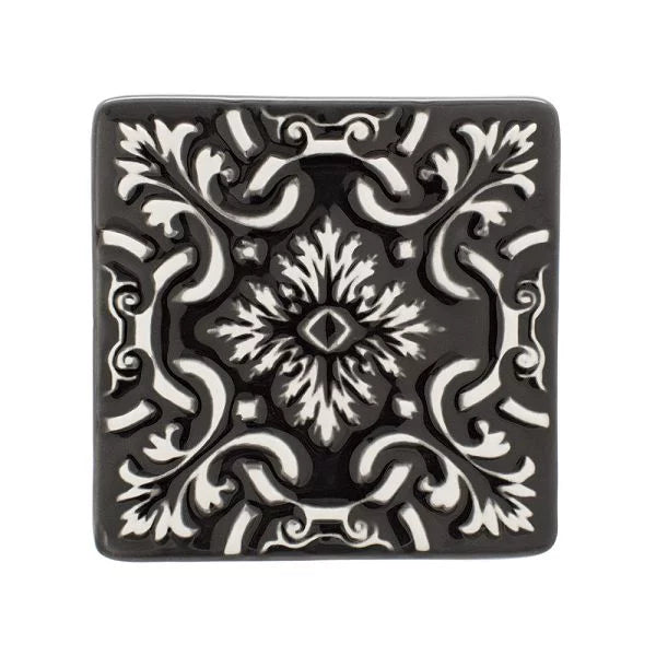 Set of 2 Ceramic Coasters Azulejo | Black