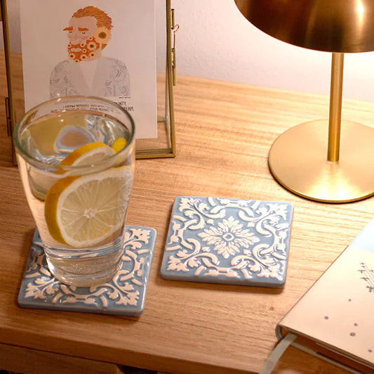 Set of 2 Ceramic Coasters Azulejo | Blue
