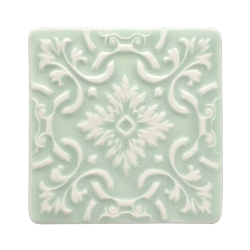 Set of 2 Ceramic Coasters Azulejo | Mint Green