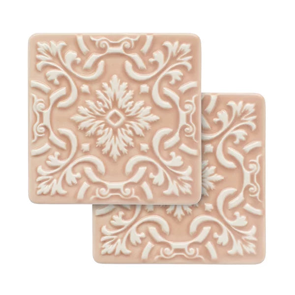 Set of 2 Ceramic Coasters Azulejo | Pink