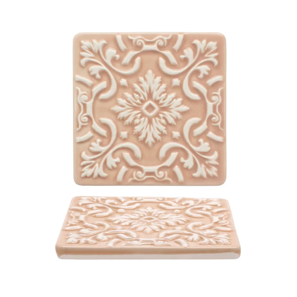 Set of 2 Ceramic Coasters Azulejo | Pink