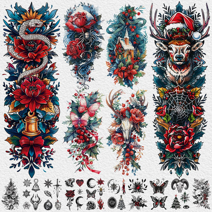 Cerlaza Christmas Temporary Tattoos for Adults | Holiday Party Skin Art & Accessories