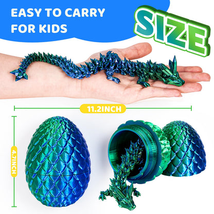 Cessfle 12-Inch Prefilled Easter Egg – 3D Printed Crystal Dragon Inside | Articulated Fidget Toy