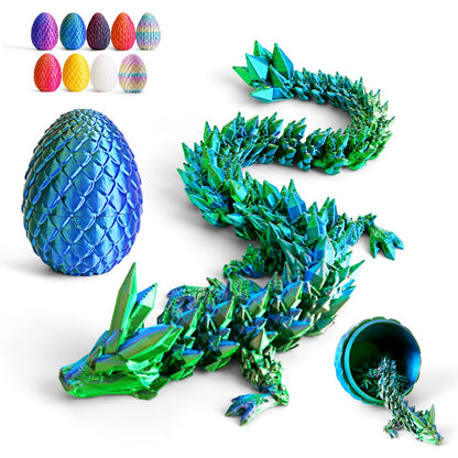 Cessfle 12-Inch Prefilled Easter Egg – 3D Printed Crystal Dragon Inside | Articulated Fidget Toy