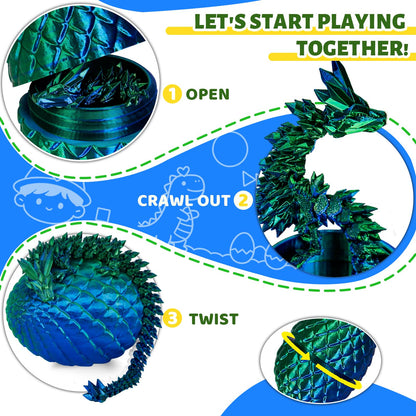 Cessfle 12-Inch Prefilled Easter Egg – 3D Printed Crystal Dragon Inside | Articulated Fidget Toy