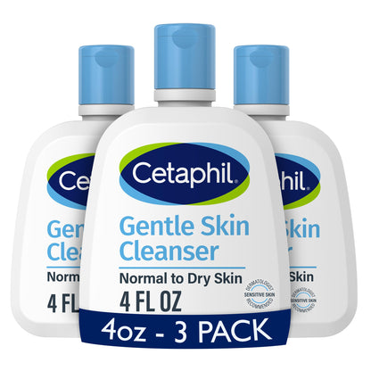 Cetaphil Gentle Skin Cleanser – Hydrating, Fragrance-Free Face Wash for Sensitive Skin (4 oz, 3 Pack)