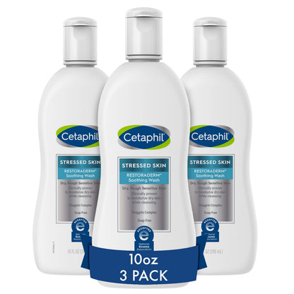 Cetaphil RESTORADERM Soothing Wash 3-Pack – Fragrance-Free, Hypoallergenic