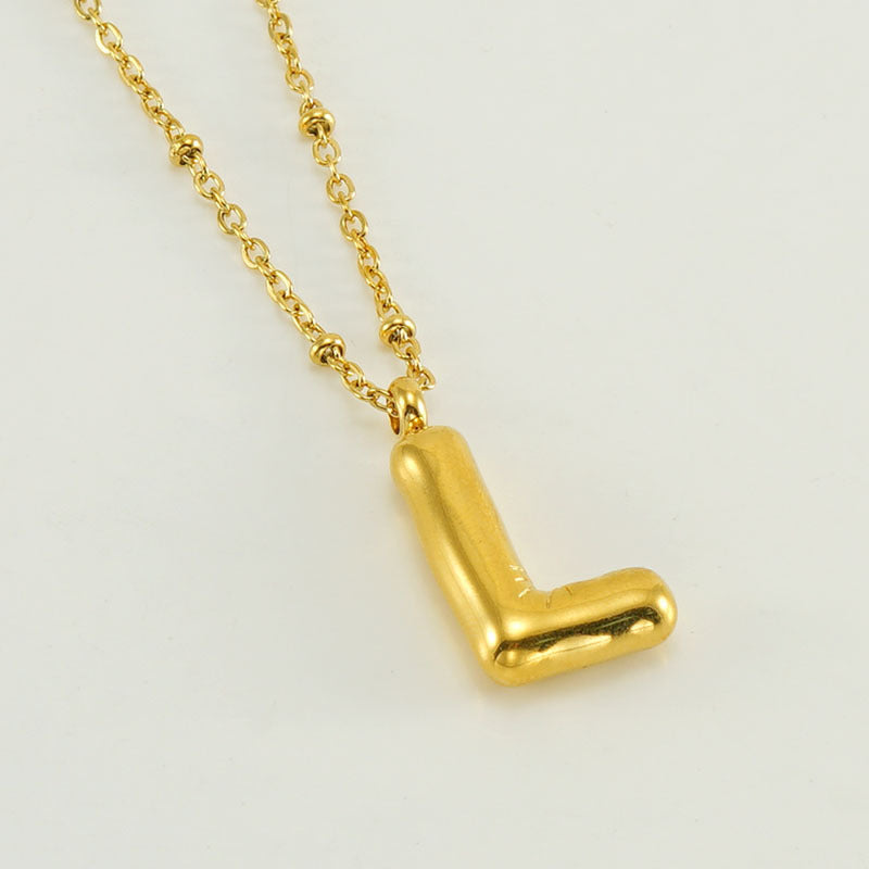 Bubble Letter Pendant Necklace A-Z