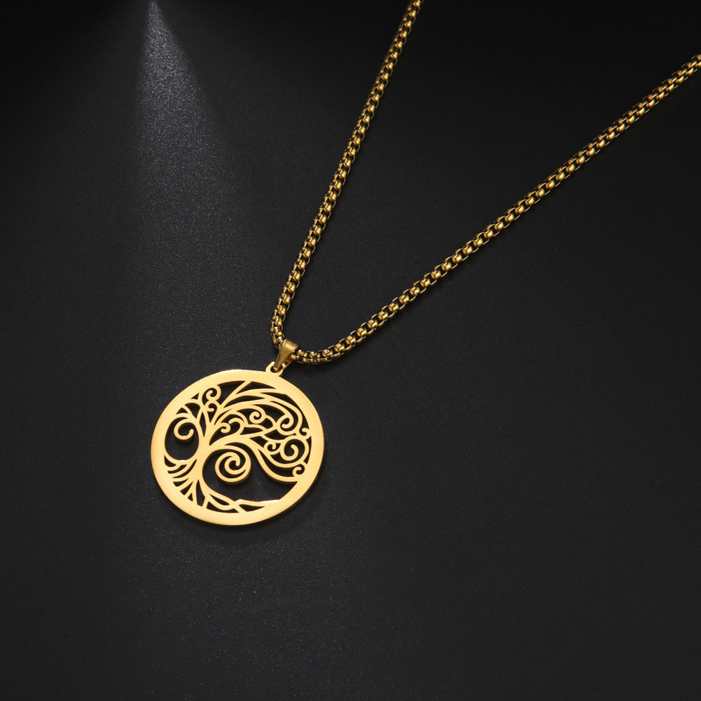 Hollow-out Bristle Tree Pendant Necklace