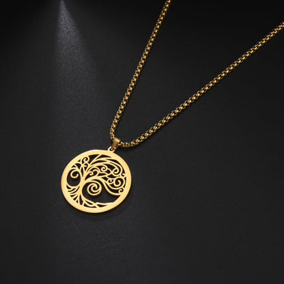 Hollow-out Bristle Tree Pendant Necklace