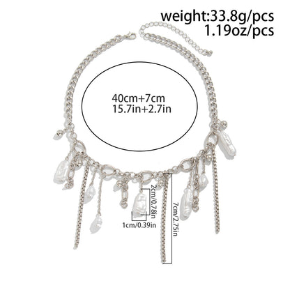 Metal Star Moon Tassel Necklace