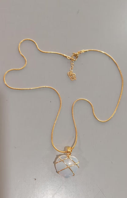 Heart Shaped Barbie Moonstone Necklace