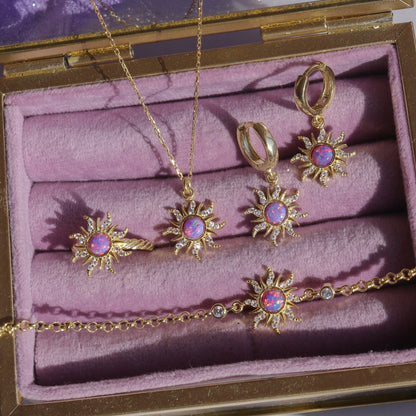 Vintage Multicolour Opal Pendant Necklace & Jewelry Set