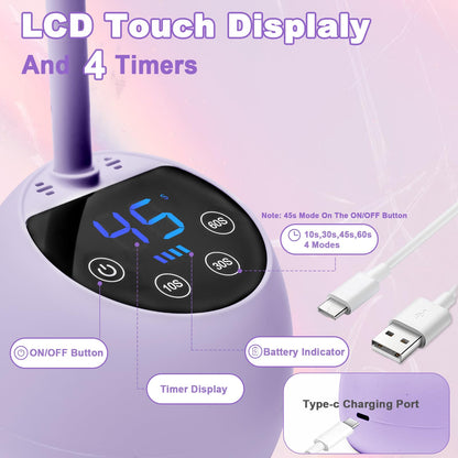 CGBE UV Nail Lamp — Cordless Gooseneck 36W Mini Flash Cure Light, 4 Timers & Auto Sensor (Purple)